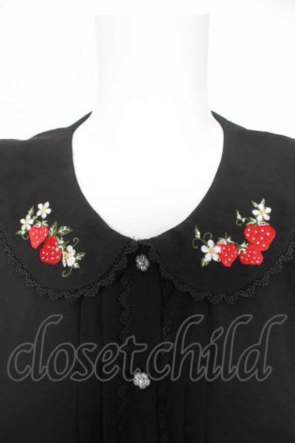 画像3: axes femme kawaii / ベリーズピクニック 半袖ブラウス M 黒 Y-26-02-15-096-AX-BL-SZ-ZY (3)