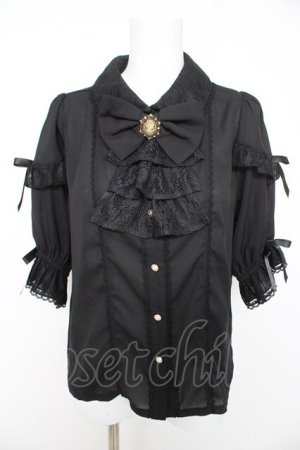 画像: axes femme kawaii / レース襟リボン付ブラウス M 黒 Y-26-02-15-097-AX-BL-SZ-ZY