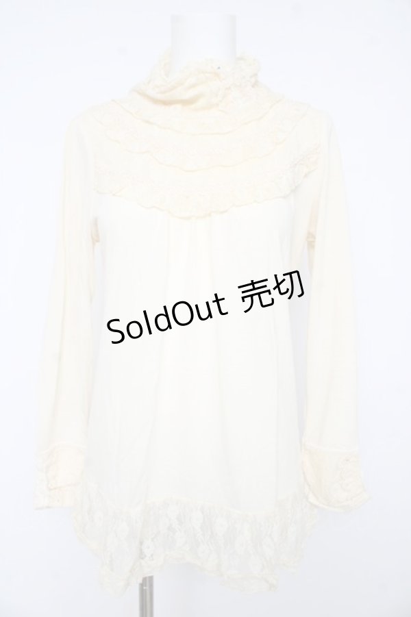 画像1: axes femme / レースネックカットソー Ｍ アイボリー Y-26-02-15-010-AX-TO-IG-ZY (1)
