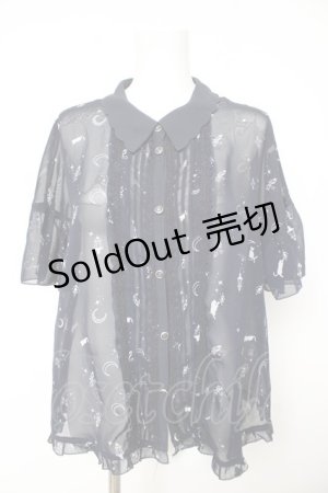 画像: axes femme / ムーンキャットブラウス M 紺 Y-26-02-15-100-AX-BL-SZ-ZS