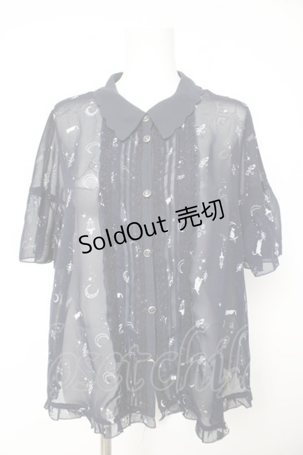 画像1: axes femme / ムーンキャットブラウス M 紺 Y-26-02-15-100-AX-BL-SZ-ZS (1)