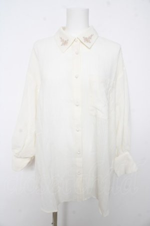 画像: axes femme / 襟刺繍シアーチェックシャツ F 生成り Y-26-02-15-102-AX-BL-SZ-ZY