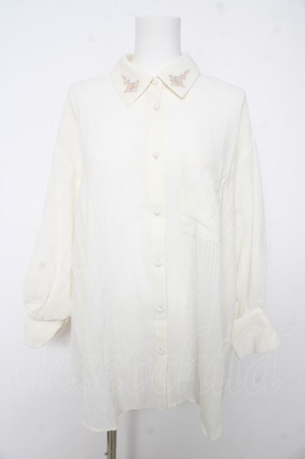 画像1: axes femme / 襟刺繍シアーチェックシャツ F 生成り Y-26-02-15-102-AX-BL-SZ-ZY (1)