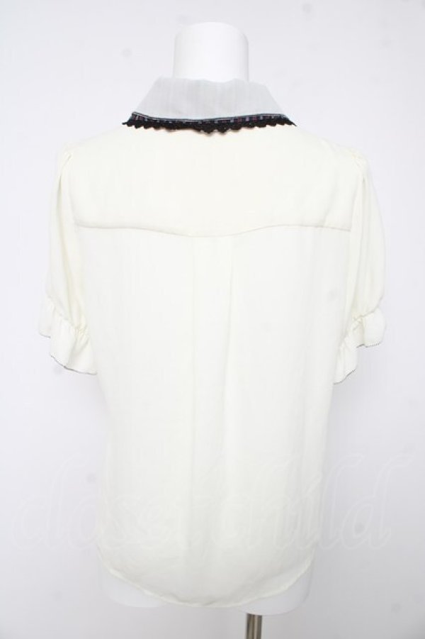 画像2: axes femme POETIQUE / ミッキー&ミニー刺繍襟半袖ブラウス M 生成り Y-26-02-15-103-AX-BL-SZ-ZY (2)