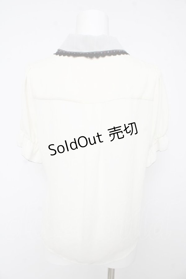 画像2: axes femme POETIQUE / ミッキー&ミニー刺繍襟半袖ブラウス M 生成り Y-26-02-15-103-AX-BL-SZ-ZS (2)