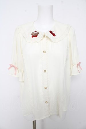 画像: axes femme kawaii / クマパフェ刺繍ブラウス M 生成り Y-26-02-15-104-AX-BL-SZ-ZY