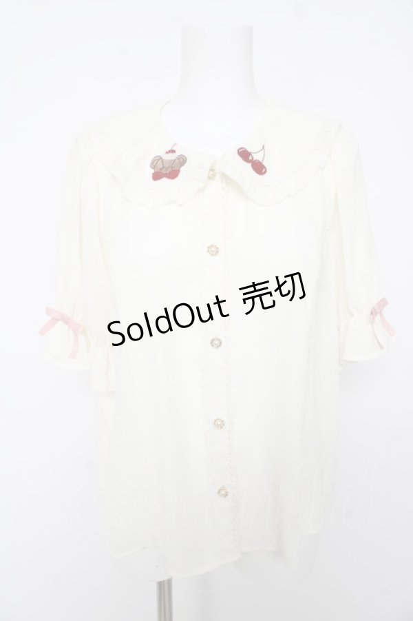 画像1: axes femme kawaii / クマパフェ刺繍ブラウス M 生成り Y-26-02-15-104-AX-BL-SZ-ZY (1)