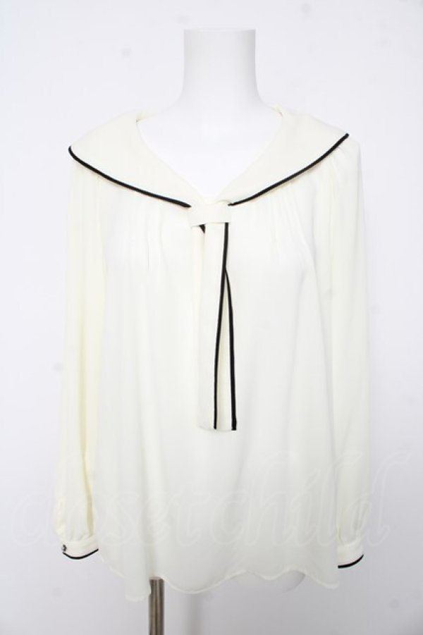 画像1: axes femme / パイピングブラウス M 生成り Y-26-02-15-108-AX-BL-SZ-ZY (1)