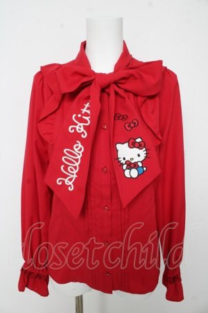 画像: axes femme / ハローキティ刺繍ブラウス F 赤 Y-26-02-15-109-AX-BL-SZ-ZY