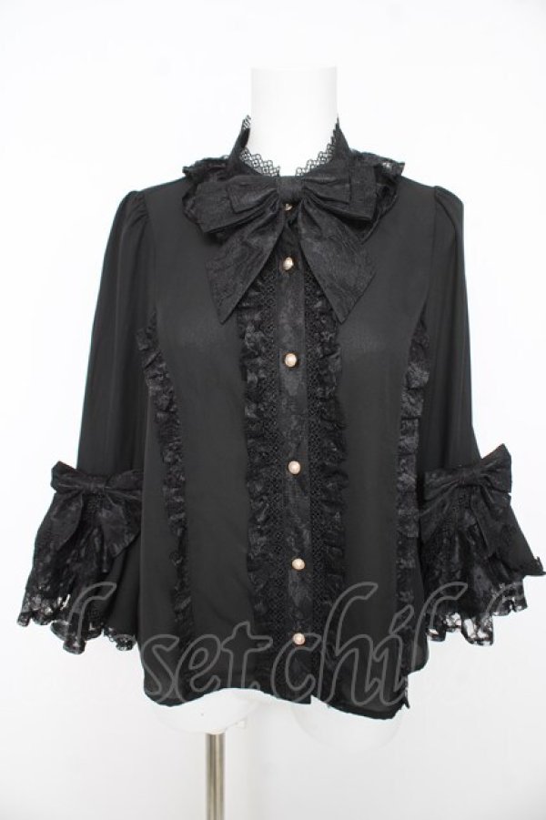 画像1: axes femme kawaii / 姫袖7分丈ブラウス M 黒 Y-26-02-15-111-AX-BL-SZ-ZY (1)