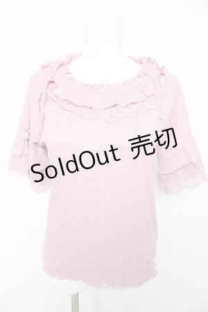 画像: axes femme / フリル×レースリボンプルオーバー F ピンク Y-26-02-15-113-AX-TO-SZ-ZY