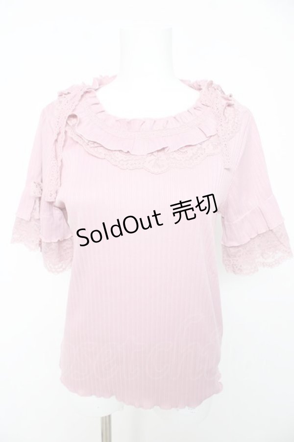 画像1: axes femme / フリル×レースリボンプルオーバー F ピンク Y-26-02-15-113-AX-TO-SZ-ZY (1)