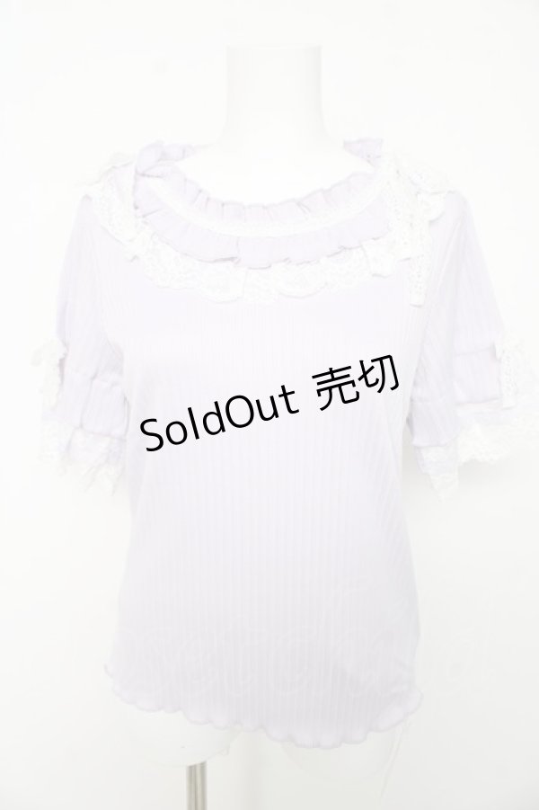 画像1: axes femme / フリル×レースリボンプルオーバー F ラベンダー Y-26-02-15-114-AX-TO-SZ-ZY (1)