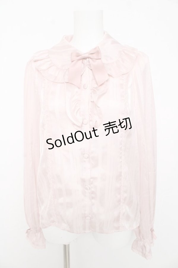 画像1: axes femme kawaii / ストライプシアーブラウス M ピンク Y-26-02-15-115-AX-BL-SZ-ZS (1)