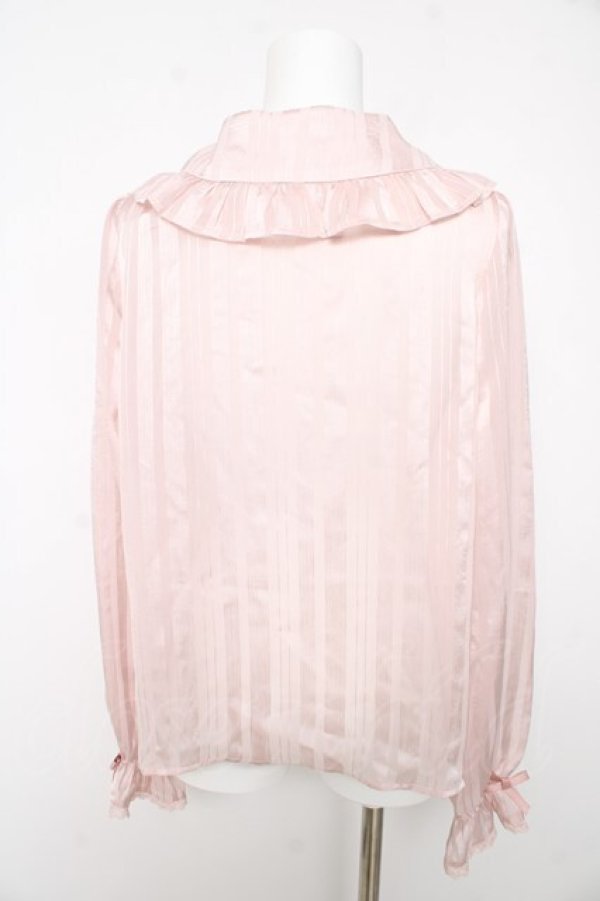 画像2: axes femme kawaii / ストライプシアーブラウス M ピンク Y-26-02-15-115-AX-BL-SZ-ZY (2)