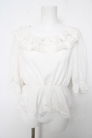 画像: axes femme kawaii / フリル襟シャーリングブラウス M 白 Y-26-02-15-117-AX-BL-SZ-ZY