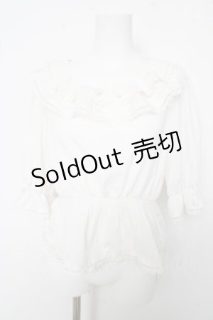 画像: axes femme kawaii / フリル襟シャーリングブラウス M 白 Y-26-02-15-117-AX-BL-SZ-ZS