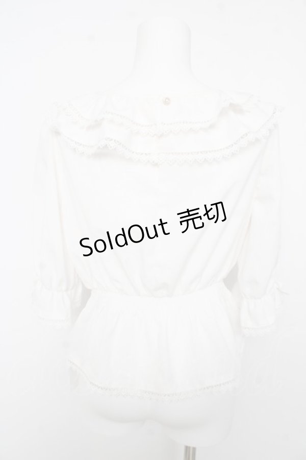画像2: axes femme kawaii / フリル襟シャーリングブラウス M 白 Y-26-02-15-117-AX-BL-SZ-ZS (2)