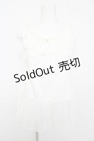 画像: axes femme / 肩リボンロングインナー F 白 Y-26-02-15-123-AX-TO-SZ-ZY