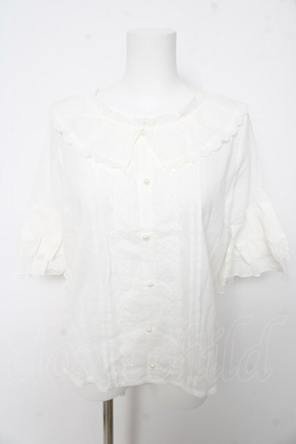 画像1: axes femme / フレア袖コットンブラウス F 白 Y-26-02-15-125-AX-BL-SZ-ZY (1)