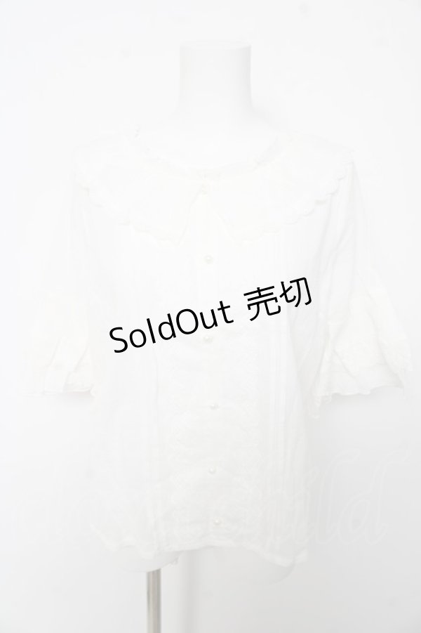 画像1: axes femme / フレア袖コットンブラウス F 白 Y-26-02-15-125-AX-BL-SZ-ZY (1)