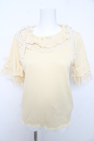 画像: axes femme / フリル×レースリボンプルオーバー F イエロー Y-26-02-15-127-AX-TO-SZ-ZY