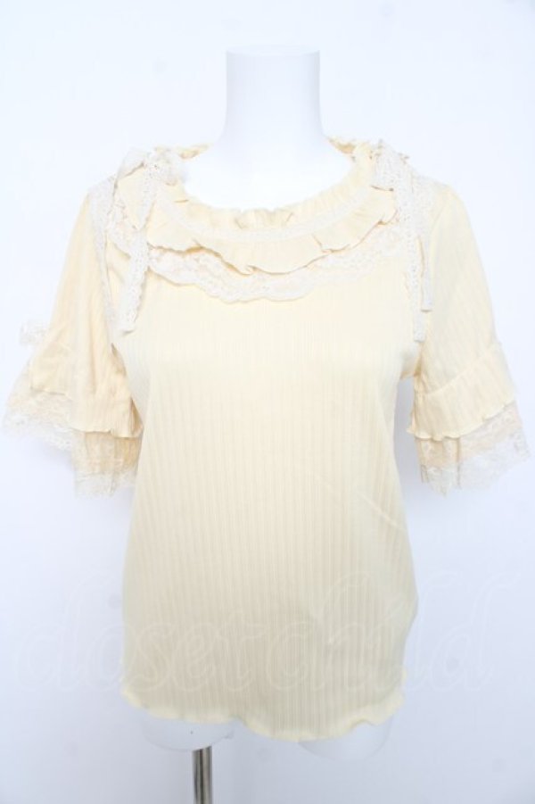 画像1: axes femme / フリル×レースリボンプルオーバー F イエロー Y-26-02-15-127-AX-TO-SZ-ZY (1)