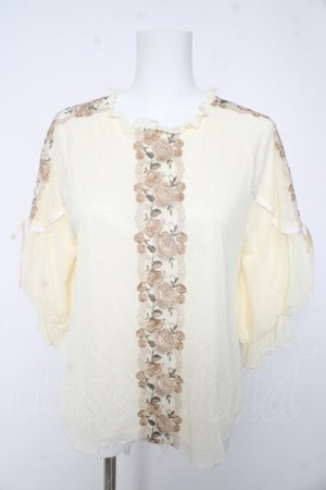 画像: axes femme / 花レースボリュームパフ袖プルオーバー M 生成り Y-26-02-15-135-AX-TO-SZ-ZY