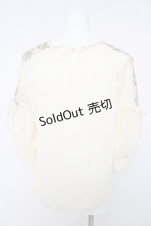 画像2: axes femme / 花レースボリュームパフ袖プルオーバー M 生成り Y-26-02-15-135-AX-TO-SZ-ZY (2)