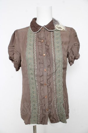 画像: axes femme / パールネックレス付きブラウス M モカ Y-26-02-15-136-AX-BL-SZ-ZY