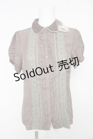 画像: axes femme / パールネックレス付きブラウス M モカ Y-26-02-15-136-AX-BL-SZ-ZY