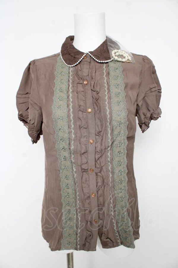 画像1: axes femme / パールネックレス付きブラウス M モカ Y-26-02-15-136-AX-BL-SZ-ZY (1)