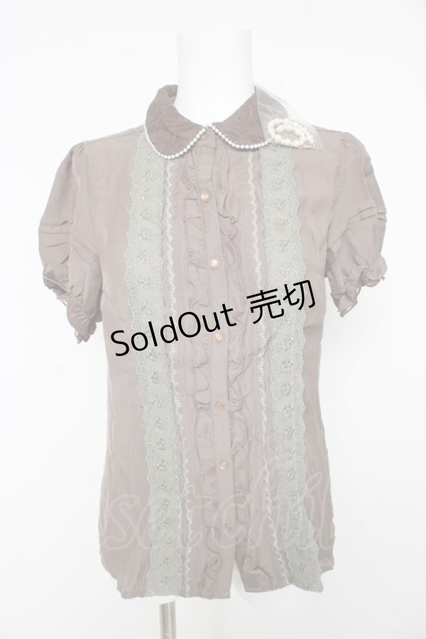 画像1: axes femme / パールネックレス付きブラウス M モカ Y-26-02-15-136-AX-BL-SZ-ZY (1)