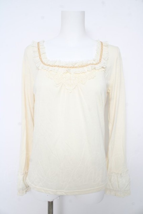 画像1: axes femme / レーザーカットフリルカットソー M 生成り Y-26-02-15-014-AX-TO-IG-ZY (1)