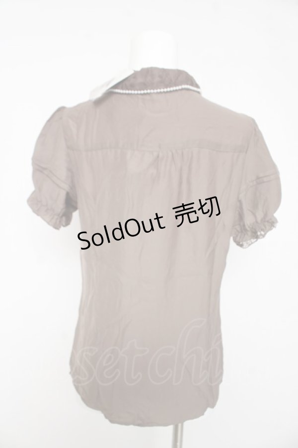 画像2: axes femme / パールネックレス付きブラウス M モカ Y-26-02-15-136-AX-BL-SZ-ZY (2)