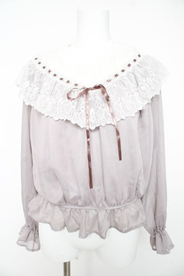 画像1: axes femme / チュールレースシアートップス F グレー Y-26-02-15-137-AX-TO-SZ-ZY (1)