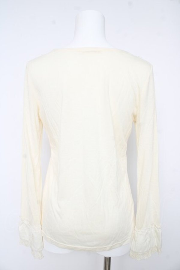 画像2: axes femme / レーザーカットフリルカットソー M 生成り Y-26-02-15-014-AX-TO-IG-ZY (2)