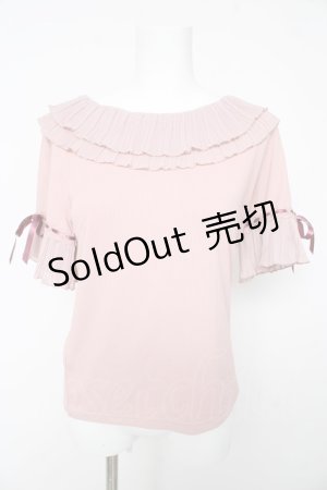 画像: axes femme POETIQUE / プリーツフリル襟カットプルオーバー M ピンク Y-26-02-15-146-AX-TO-SZ-ZY