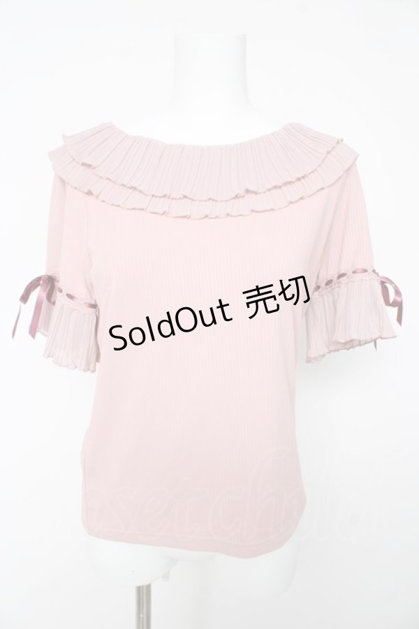 画像1: axes femme POETIQUE / プリーツフリル襟カットプルオーバー M ピンク Y-26-02-15-146-AX-TO-SZ-ZY (1)