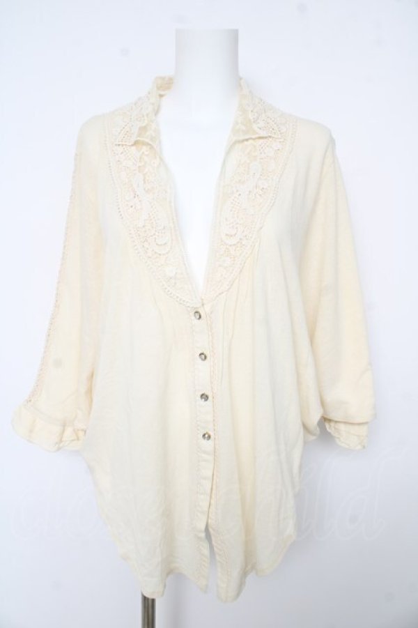 画像1: axes femme / ネックレースポンチョカーディガン M アイボリー Y-26-02-15-015-AX-TO-IG-ZY (1)