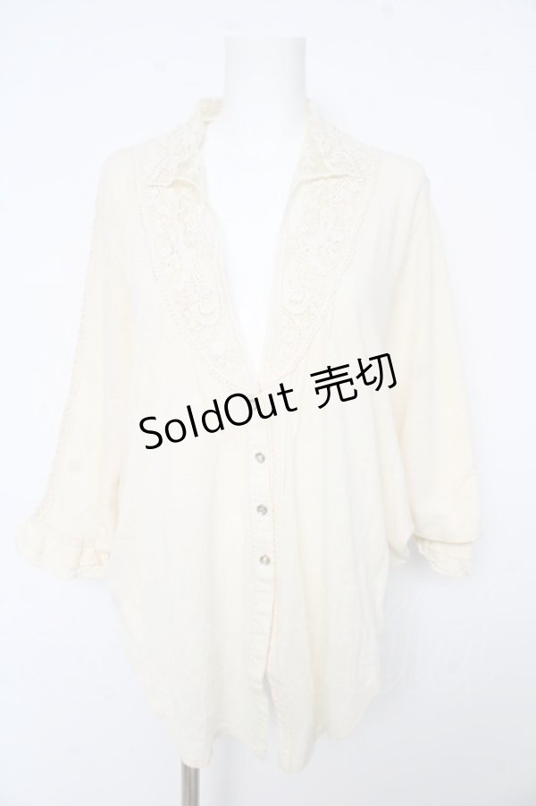 画像1: axes femme / ネックレースポンチョカーディガン M アイボリー Y-26-02-15-015-AX-TO-IG-ZS (1)