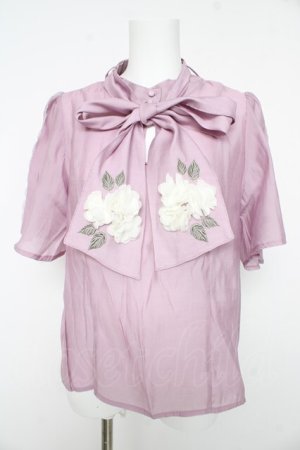 画像: axes femme / 紫陽花装飾リボンブラウスプルオーバー F ラベンダー Y-26-02-15-147-AX-TO-SZ-ZY