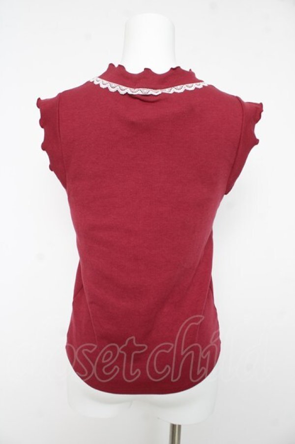 画像2: axes femme POETIQUE / 胸元パールノースリーブトップス M ワイン Y-26-02-15-149-AX-TO-SZ-ZY (2)