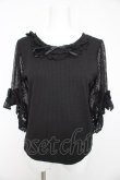 画像1: axes femme / レース×リボン袖プルオーバー M 黒 Y-26-02-15-151-AX-TO-SZ-ZY (1)