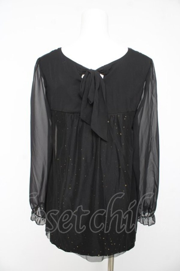 画像2: axes femme / スパンコールシフォンスリーブトップス M 黒 Y-26-02-15-153-AX-TO-SZ-ZY (2)