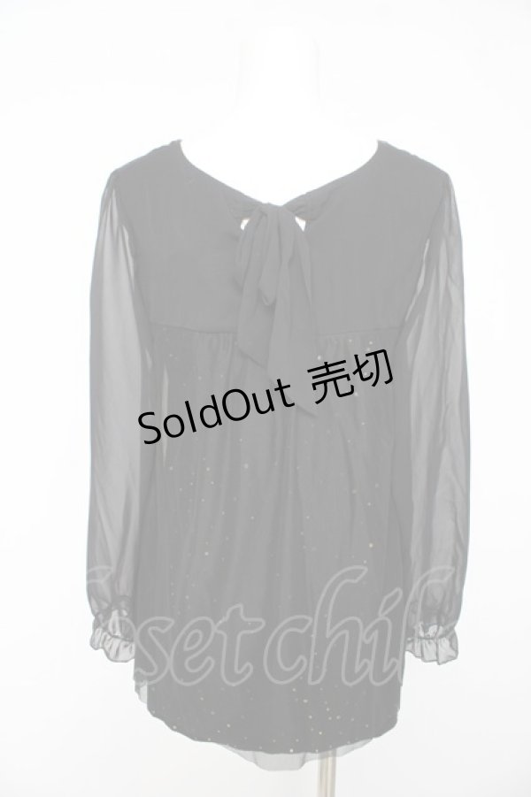 画像2: axes femme / スパンコールシフォンスリーブトップス M 黒 Y-26-02-15-153-AX-TO-SZ-ZS (2)