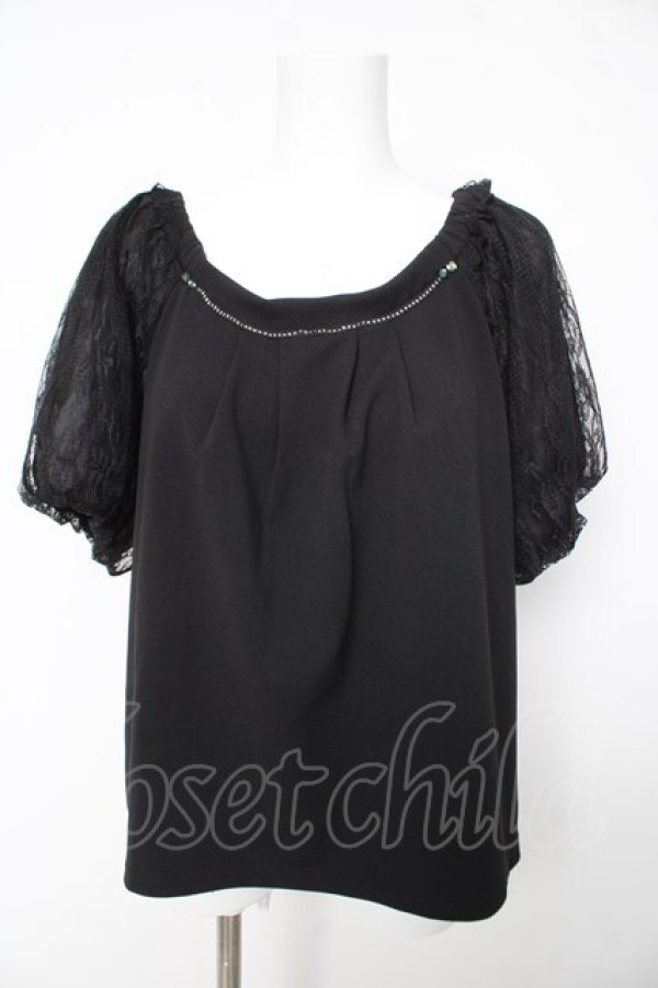画像1: axes femme / レーススリーブトップ M 黒 Y-26-02-15-154-AX-TO-SZ-ZY (1)