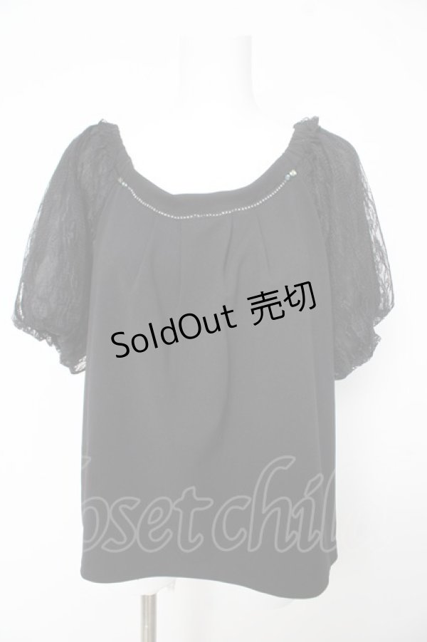 画像1: axes femme / レーススリーブトップ M 黒 Y-26-02-15-154-AX-TO-SZ-ZS (1)