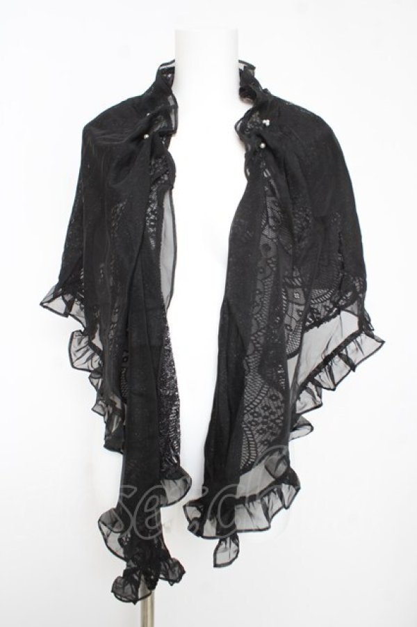 画像1: axes femme / シフォン×レース重ねショール  クロ Y-26-02-15-157-AX-TO-SZ-ZY (1)