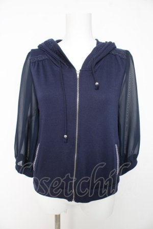 画像: axes femme / シースルー袖パーカー M 紺 Y-26-02-15-159-AX-TO-SZ-ZY